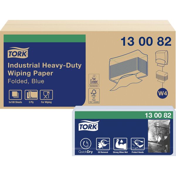 Tork Aftørringspapir Tork extra kraftig W4 3-lags blå 130082 5x100 φύλλα - (2500 φύλλα ανά κουτί) 14168890 7322540183832