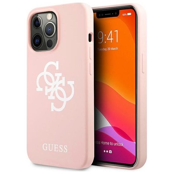 Guess Guess GUHCP13XLS4GWPI iPhone 13 Pro Max 6,7" różowy/pink hard case Silicone 4G Logo