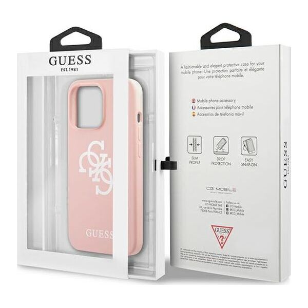 Guess Guess GUHCP13XLS4GWPI iPhone 13 Pro Max 6,7" różowy/pink hard case Silicone 4G Logo