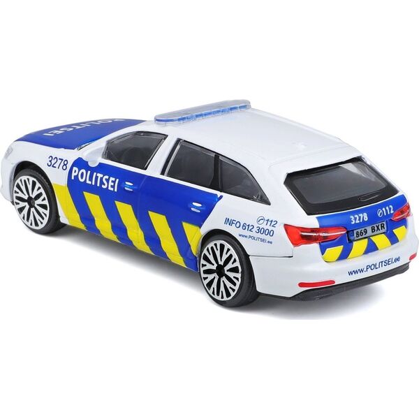 Bburago BBURAGO 1:43 μοντέλο αυτοκινήτου Audi A6 Avant Εσθονική αστυνομία, 18-30415EE 13583634 4752062154455