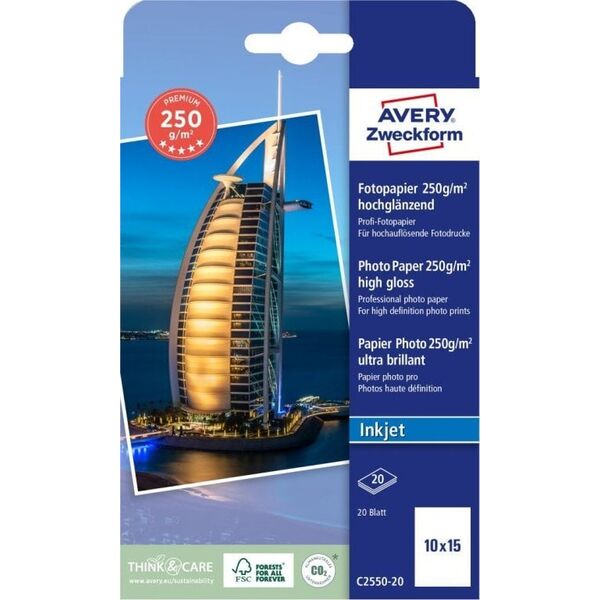 Avery Zweckform Avery Premium φωτογραφικό χαρτί υψηλής γυαλάδας, 250 g, 100 x 150 mm 13848374 4004182064283