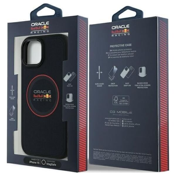 Red Bull RBHMP15S24PUILVR iPhone 15 6.1" hardcase navy blue/navy Leather Red Ring MagSafe