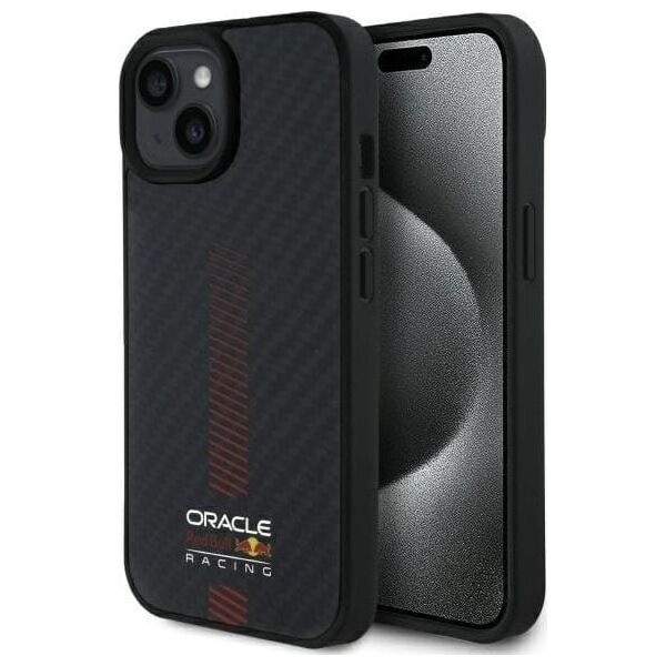 Red Bull RBHMP15S24CFGSMK iPhone 15 6.1" hardcase black/black Carbon Fiber Power Bar MagSafe