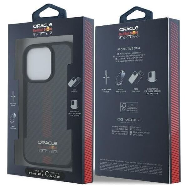 Red Bull RBHMP14L24CFGSMK iPhone 14 Pro 6.1" hardcase black/black Carbon Fiber Power Bar MagSafe