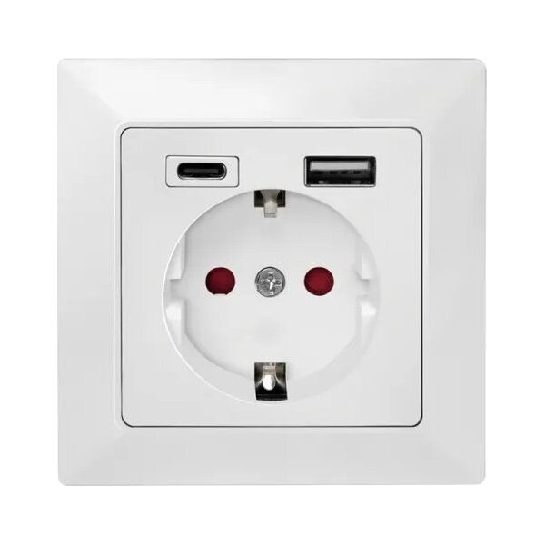 LogiLink PA0262 gniazdko elektryczne CEE 7/3 + USB Biały