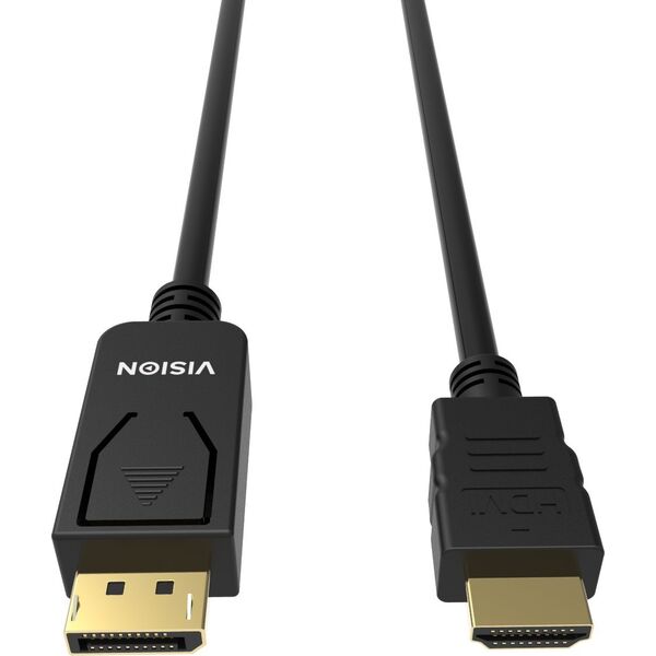 Vision VISION Professional εγκατάσταση staugliches Καλώδιο DisplayPort zu HDMI - 30 JAHRE GARANTIE - 4K 60 Hz - DP v1.3 - Gold-Steckverbinder - HDMI 2.0 unterstutzt Hotplug - DP (M) zu HDMI (M) - Aussendures -1.AWmes - Σβαρτς 13354378 4911607000002