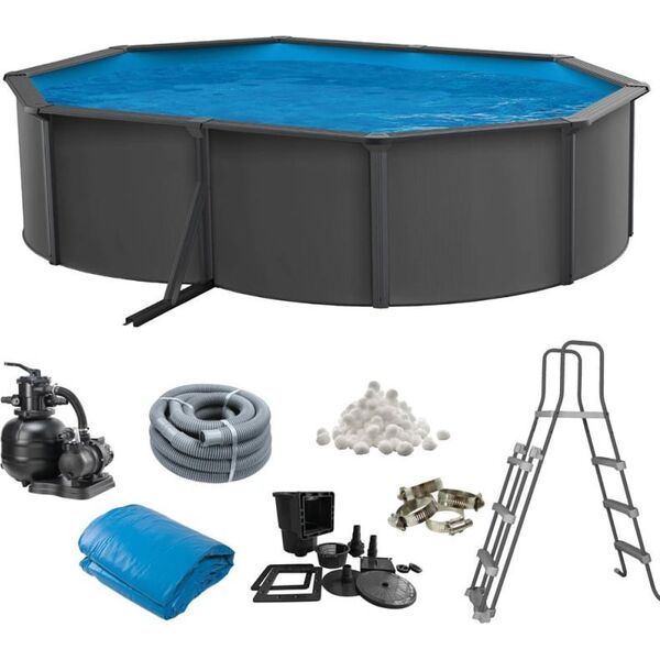 Swim & Fun Basic Pool Oval 490 x 360 x 120 cm, Anthracite Grey 13801519 5704840000000