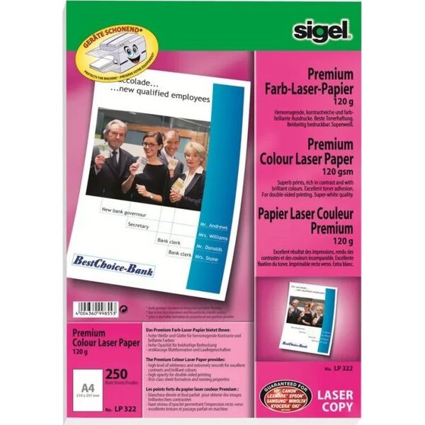 Sigel Sigel LP322, Universal, A4 (210x297 mm), Ματ, 250 φύλλα, 120 g/m², Λευκό 13802572 4004360000000