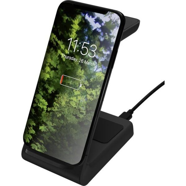Φορτιστής Deltaco 3-σε-1 belaidis įkroviklis DELTACO 15 W, USB-C, Qi sertifikuotas, ένδειξη LED, juodas / QI-1037 13452017 7333048054050