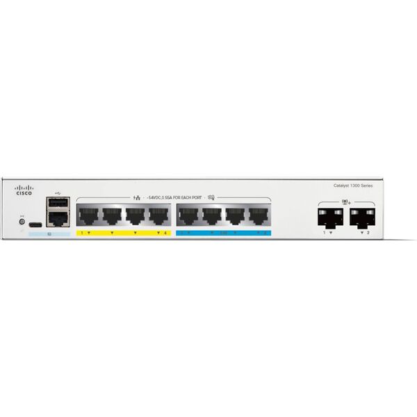 Διακόπτης Cisco Cisco Catalyst 1300-8MGP-2X - Διακόπτης - L3 - διαχειριζόμενος - 8 x 10 Gigabit Ethernet + 2 x 10 Gigabit SFP+ - μια μπάρα Rack montier - PoE+ (120 W) 13456181 889728522038
