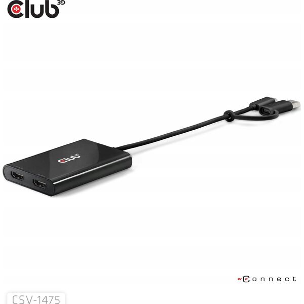 Adapter AV Club 3D Club3D Adapter USB-C (USB A Adapter) > 2x HDMI 4K@60Hz St/Bu retail