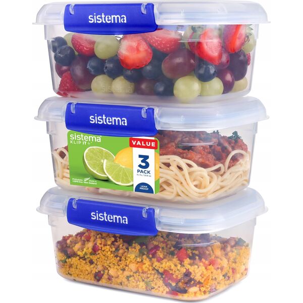 Sistema - Rectangle Klip it Plus 3pack 1L