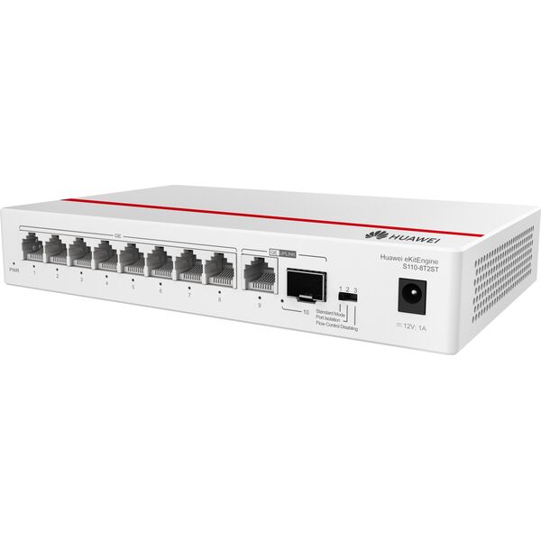 Διακόπτης Huawei HUAWEI S110-8T2ST 8x10/100/1000BASE-T θύρες 1xGE SFP θύρα 1x10/100/1000BASE-T με 7xAC τροφοδοτικό χωρίς ανεμιστήρα 13673748 6901443428045