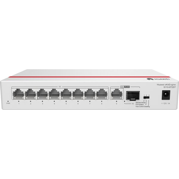 Διακόπτης Huawei HUAWEI S110-8T2ST 8x10/100/1000BASE-T θύρες 1xGE SFP θύρα 1x10/100/1000BASE-T με 7xAC τροφοδοτικό χωρίς ανεμιστήρα 13673748 6901443428045