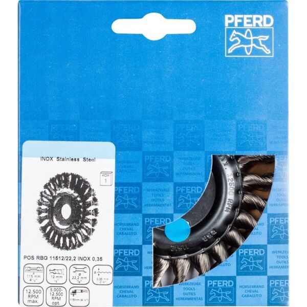 Sourcing Metal brush 115x12x22mm PFERD RBG INOX 0.35 13563806 4007220220795