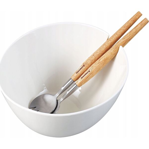 PORCELANOWA MISA 23cm DO SAŁATEK Z ŁYŻKAMI KLAUSBERG KB-7787 BIAŁA
