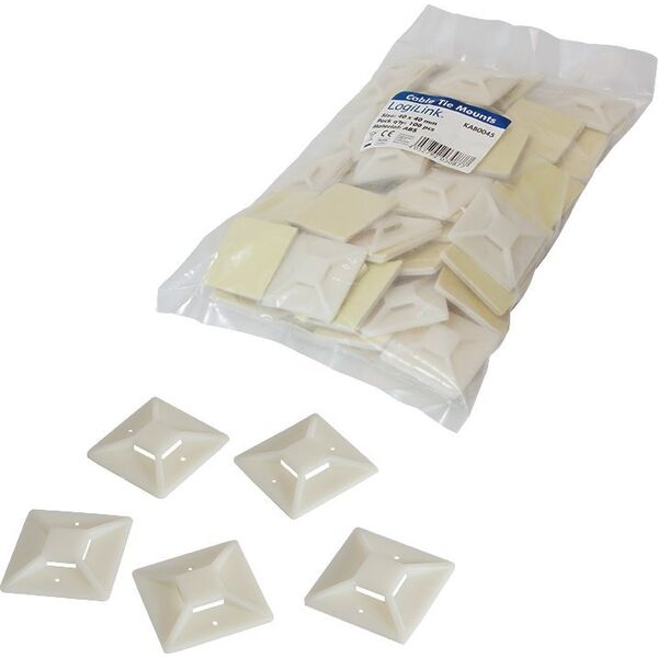 LogiLink LogiLink Kabelbinderhalter  ABS  100Stk selbstklebend 4x4cm