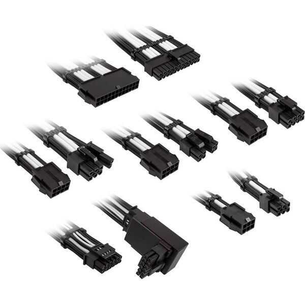 Kolink Kolink Core Pro Braided Cable Extension Kit 12V-2x6 Type 2 - Jet Black/Brilliant White 13338813 5999094005709
