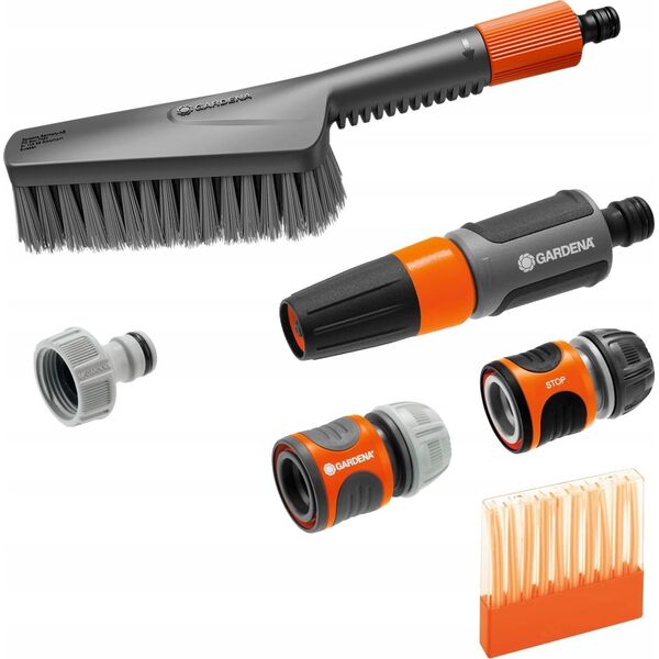 Βασικός εξοπλισμός Gardena GARDENA Cleansystem με βούρτσα χειρός S μαλακή, βούρτσα πλυσίματος (γκρι/πορτοκαλί, συμπεριλαμβανομένων 10 ράβδων σαπουνιού, σύριγγα καθαρισμού, σύνδεσμος) 13339689 4078500064996