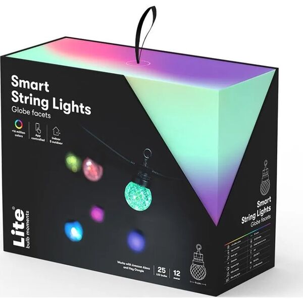 Lite Bulb Moments LBM 12m Smart Outdoor Light Chain - 25 x Globe Facets 13340199 5714948300263