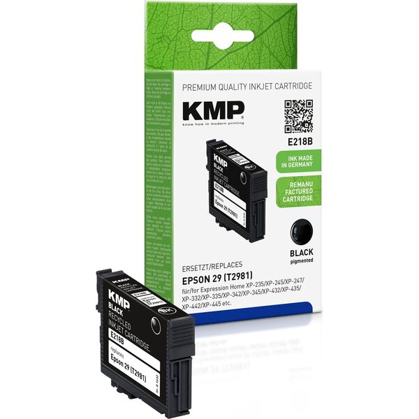 Μελάνι KMP KMP E218B - 5,3 ml - Schwarz - kompatibel - Tintenpatrone (Εναλλακτικό zu: Epson 29, Epson T2981) - γούνα Epson Expression Home XP-235, 245, 247, 332, 335, 2,443, 354, 344, 335, 354, 335, 344, 344, 344, 344, 335 445 13401703 4011324218299
