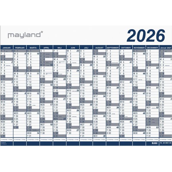 Mayland-Burde Kæmpekalender 1x13 mdr. PP-plast rør 2026 14252258 5700866065001
