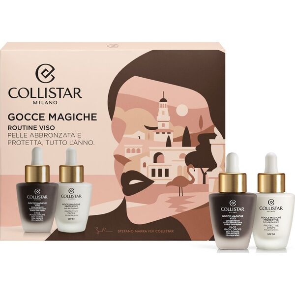 Collistar Veido priežiūros rinkinys Collistar: įdegio priemonė, 30 ml + Gocce Magiche Protettive apsauginis οροί SPF50, 30 ml 14254598 8015150001793