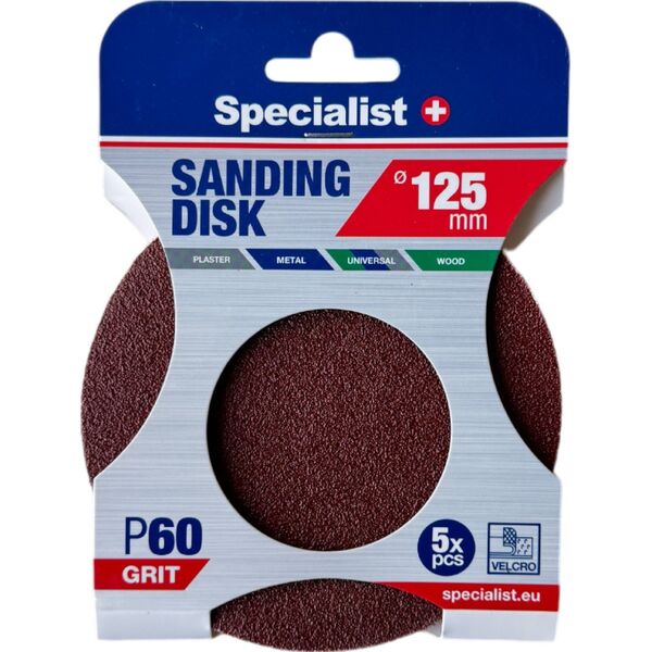 Specialist+ SPECIALIST+ χαρτί λείανσης P60, 125 mm, 5 τεμ. 14417804 4779052491468
