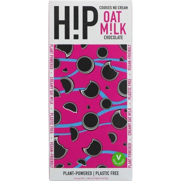 Oat milk chocolate tablet with cookies and vegan cream H!P, 70 g
