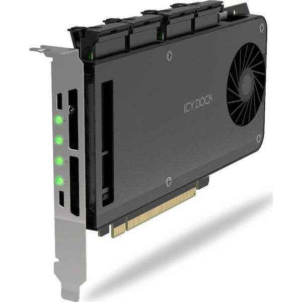 ICY DOCK Mobile Rack Adapter Card 4-Bay M.2 NVMe SSD zu PCIe 4.0 x 16