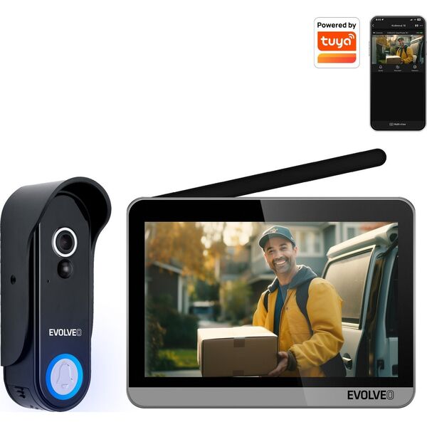 EVOLVEO DoorPhone W7, με ενσωματωμένο ασύρματο βιντεοτηλέφωνο και οθόνη στερεάς κατάστασης WiFi 14435259 8595683204620