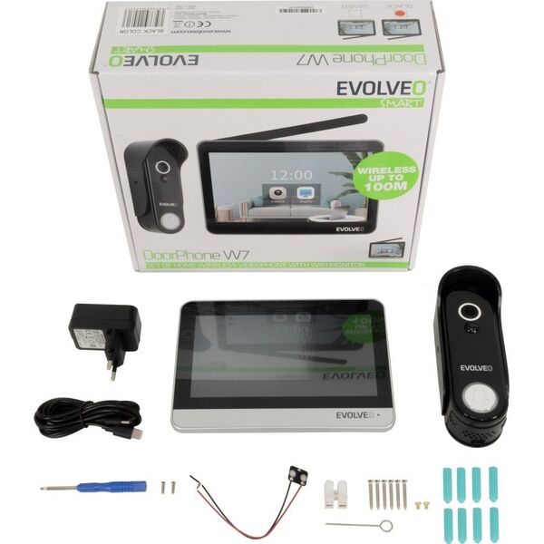 EVOLVEO DoorPhone W7, με ενσωματωμένο ασύρματο βιντεοτηλέφωνο και οθόνη στερεάς κατάστασης WiFi 14435259 8595683204620
