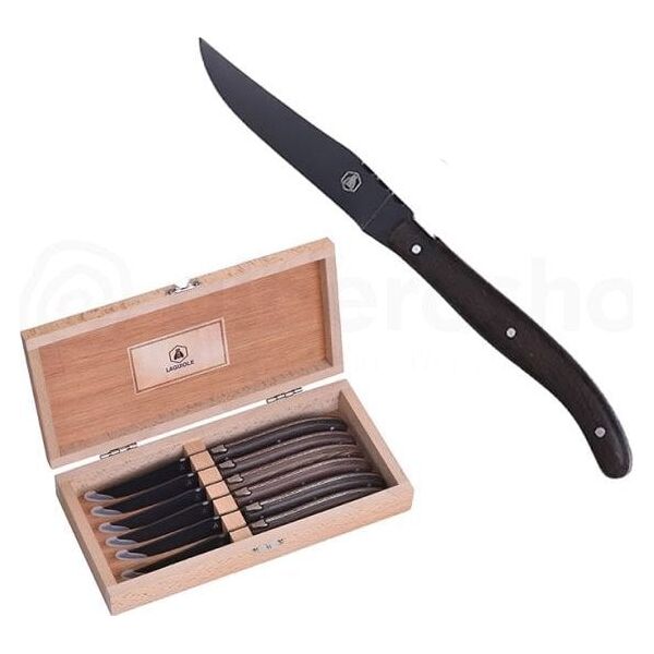 Laguiole Tradition Laguiole Steakmesser-Set 6 tlg. Schwarze Klinge/Wengegriff 13672662 3661075259518