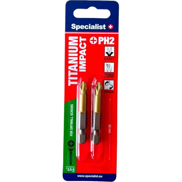 Specialist+ SPECIALIST+ μύτη PH2 TITAN, 50 mm, 2 τεμ. 14417787 4779052490133