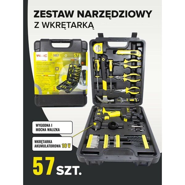 Zestaw narzędzi WMC ZESTAW NARZĘDZIOWY 57el. Z WKRĘTARKĄ /WMC