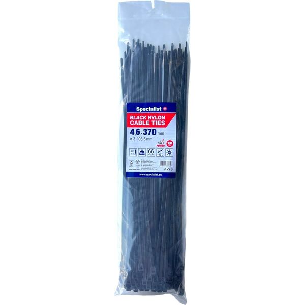 Specialist+ SPECIALIST+ νάιλον. λουράκι, μαύρο, 4,6x370 mm, 100 τεμ. 14417765 4717104307664