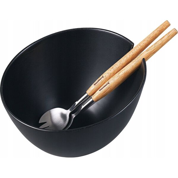 PORCELANOWA MISA 23cm DO SAŁATEK Z ŁYŻKAMI KLAUSBERG KB-7786 CZARNA
