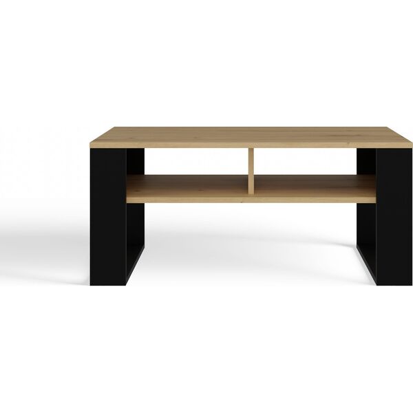 Topeshop STOLIK KAWOWY ŁAWA MODERN 2P SLIM DĄB ARTISAN CZERŃ LAMELE