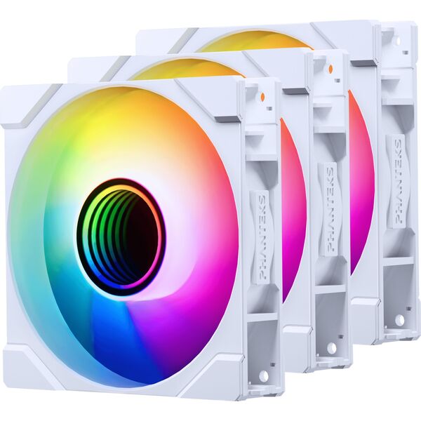 PHANTEKS M25 Gen2 PWM D-RGB Lüfter, 3er-Pack - Reverse Blade, 120mm, weiß