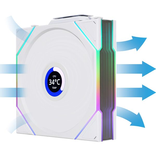 Lian Li UNI FAN TL Wireless LCD Lüfter, ARGB, PWM, 3er-Pack inkl. Controller - 120 mm, weiß