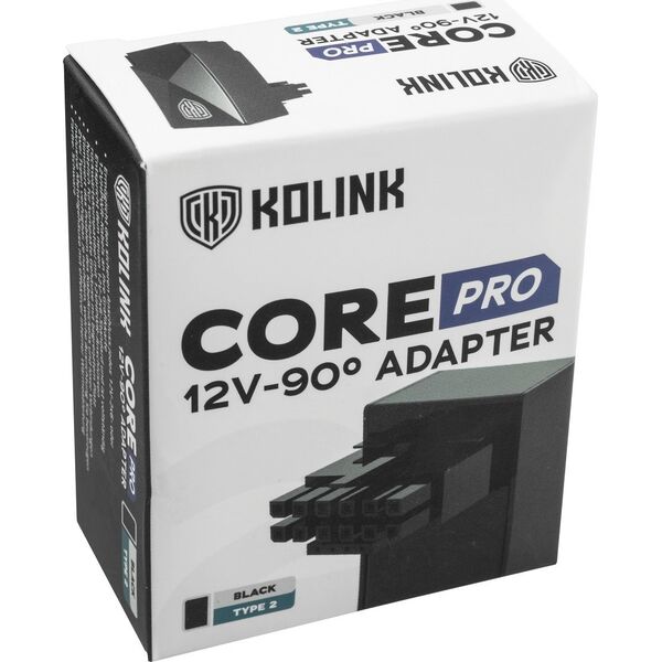 Προσαρμογέας 90 μοιρών Kolink Kolink Core Pro 12V-2x6 - Τύπος 2, Μαύρος 13338816 5999094005624