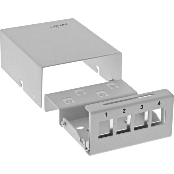 InLine InLine® Desktop Consolidation Point Box 4x Keystone RJ45, μεταλλικό, ανοιχτό γκρι RAL7035 13997646 4043718288328
