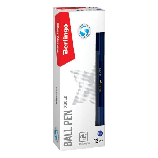 Berlingo Berlingo, pióro kulkowe, niebieskie, 12szt, 0.7mm, XGOLD