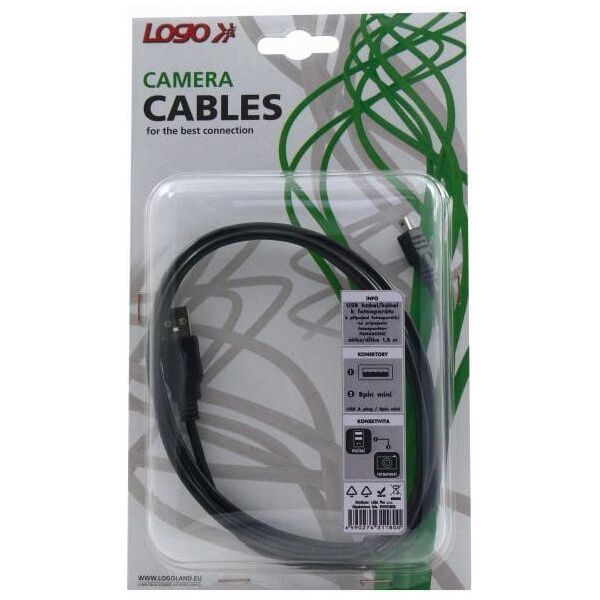 Kabel USB Logo USB-A - miniUSB 1.8 m Czarny (31180)