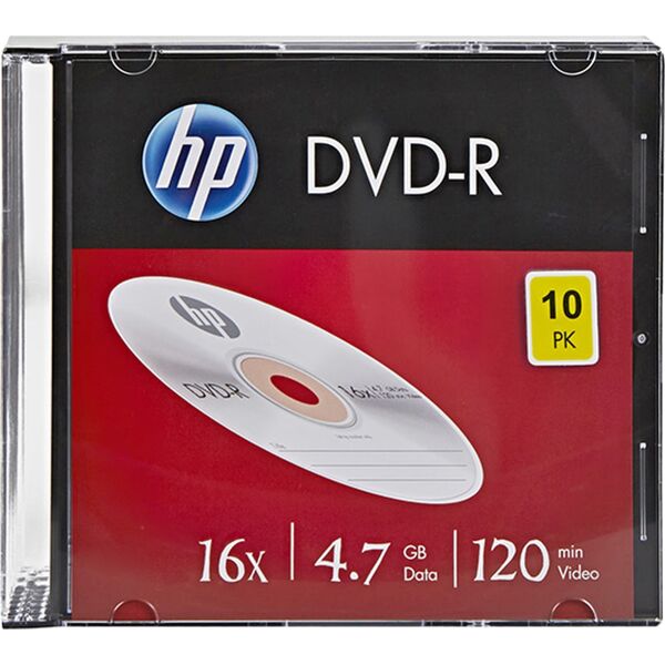 HP HP DVD-R, DME00085-3, 4.7GB, 16x, slim case, 10-pack, bez możliwości nadruku, 12cm, 69314, do archiwizacji danych