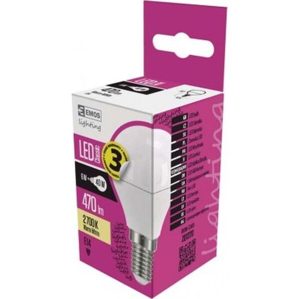 Emos Żarówka LED 6W E14 470lm 2700K BLOBE CLASSIC ZQ1220