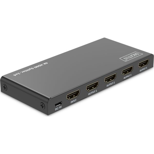 Digitus DIGITUS HDMI Splitter 1x4 4K/60Hz HDCP 2.3 EDID Control 13341444 4016032495581