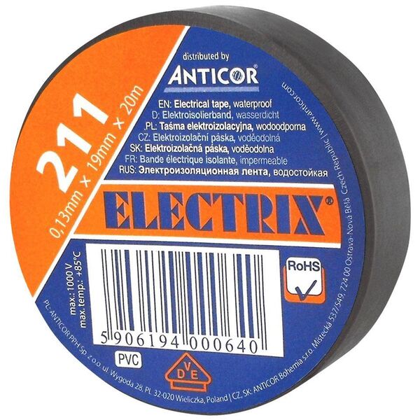 Anticor Taśma elektroizolacyjna PCW brązowa 19mm 20m