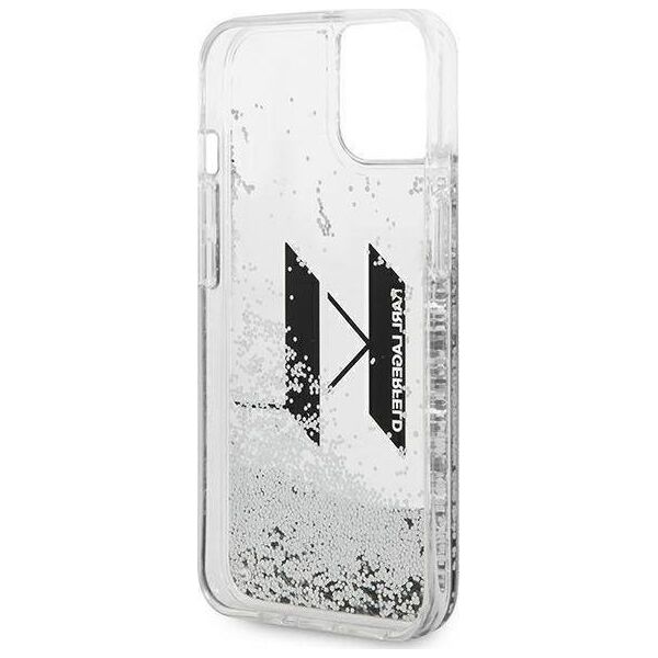 Karl Lagerfeld Etui Karl Lagerfeld Liquid Glitter Big KL HardCase do iPhone 14 srebrne