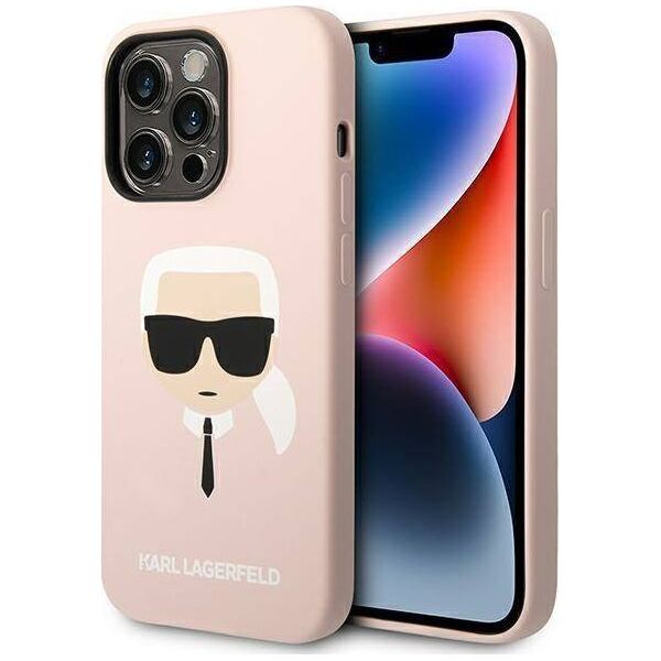 Karl Lagerfeld Etui Karl Lagerfeld KLHCP14LSLKHLP Apple iPhone 14 Pro hardcase różowy/pink Silicone Karl`s Head